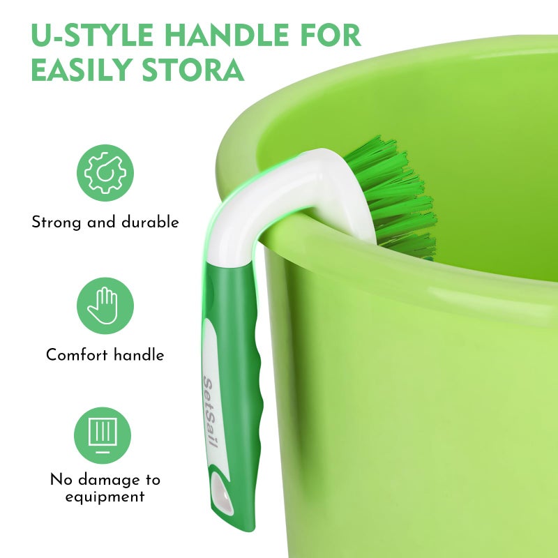 SetSail Scrub Brush, Heavy-Duty Scrub Brushes for Cleaning with Stiff Bristles Cleaning Brush for Shower, Bathroom, Carpet, Kitchen and Bathtub Scrubber - 3 Pack, Green - Image 4